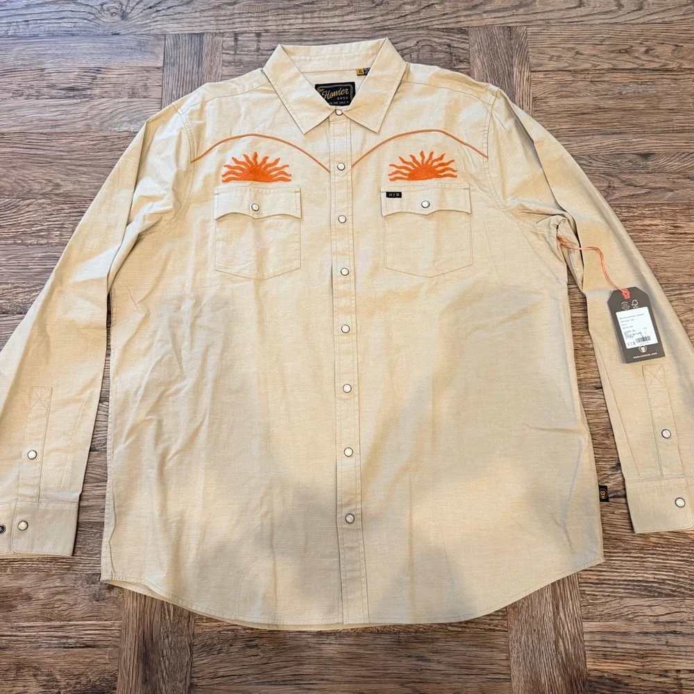 Howler Bros Crosscut Deluxe Snap Shirt XL NWT El Sol Gold $119 Retail - Picture 1 of 3